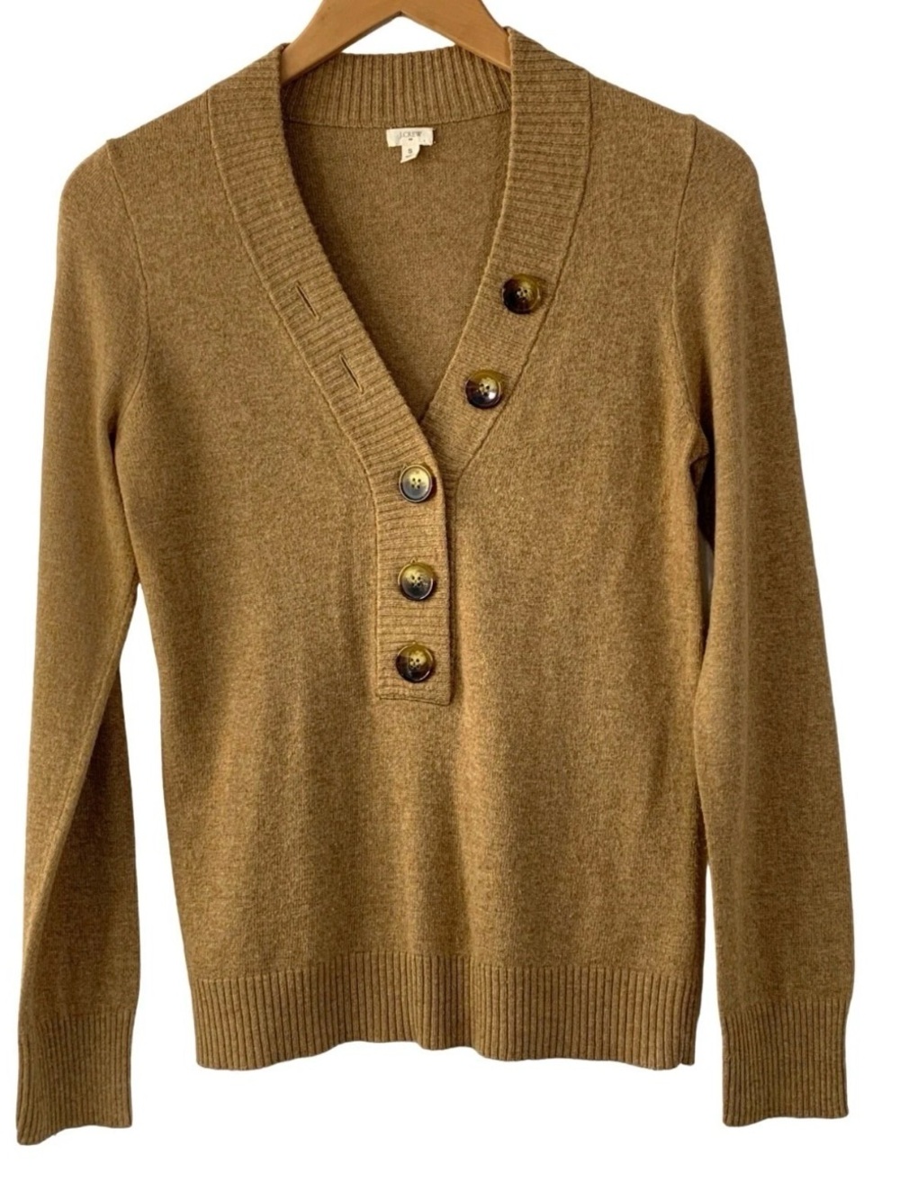 J. Crew Women’s khaki V-Neck Button-Front Sweater